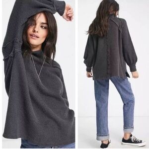We the Free Free People She’s a Keeper Gray Sweater Tunic XL